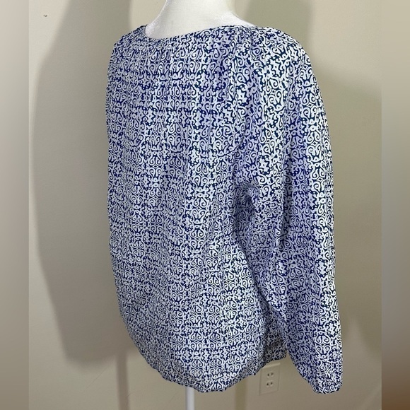 J. Crew sz med top, tunic boho style. Blue stripe Tie at the neckline. - Picture 3 of 13